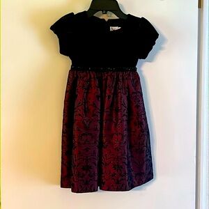 Black and burgundy girls dress. Velvet and satin with beads size 5
